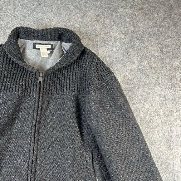 Carbon 2 Cobalt Sweater Mens Small Knit Full Zip Cotton Charcoal Gray Pockets - Picture 2 of 9